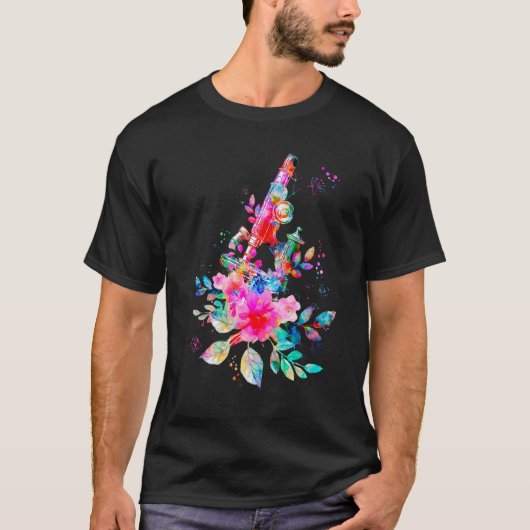 Floral Microscope Medical Laboratory Tools Microbi T-shirt (Voorkant)