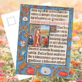 Floral middeleeuwse Christelijke opstanding Pasen Feestdagenkaart