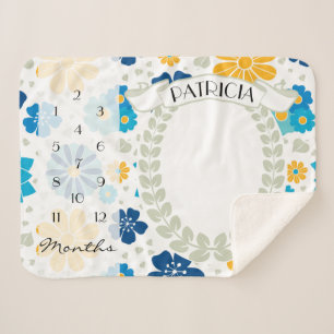 Floral Milestone Afbeelding Prop Sherpa Deken