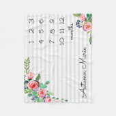Floral Milestone Baby Blanket Fleece Deken (Voorkant)