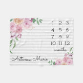 Floral Milestone Baby Blanket Fleece Deken (Voorkant (Horizontaal))