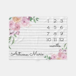 Floral Milestone Baby Blanket Fleece Deken