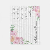 Floral Milestone Baby Blanket Fleece Deken (Voorkant)