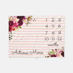 Floral Milestone Baby Blanket Fleece Deken
