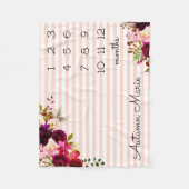 Floral Milestone Baby Blanket Fleece Deken (Voorkant)