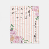 Floral Milestone Baby Blanket Fleece Deken (Voorkant)