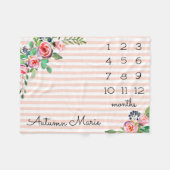 Floral Milestone Baby Blanket Fleece Deken (Voorkant (Horizontaal))