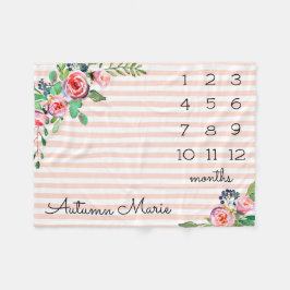 Floral Milestone Baby Blanket Fleece Deken