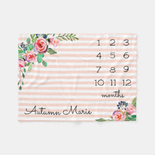 Floral Milestone Baby Blanket Fleece Deken