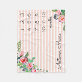 Floral Milestone Baby Blanket Fleece Deken (Voorkant)