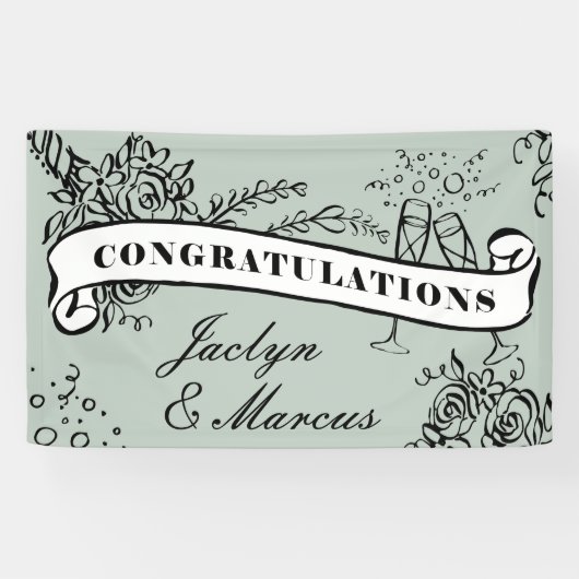 Floral Milestone Champagne Gefeliciteerd Spandoek (Horizontaal)