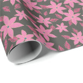 Floral Mille Fleurs bloemenmotief Paarse roze Cadeaupapier (Rol Hoek)