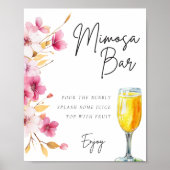 Floral Mimosa Bar Teken Vrijgezellenfeest Poster (Voorkant)
