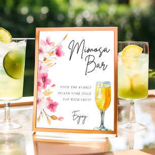 Floral Mimosa Bar Teken Vrijgezellenfeest Poster