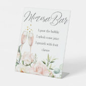 Floral Mimosa-staafje, moderne grafische kalligraf Reclamebord Met Voetstuk (Voorkant)