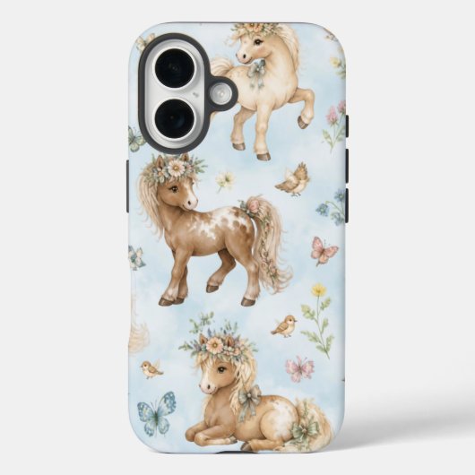 Floral Miniature Pony Phone Case (Achterkant)