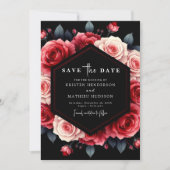 Floral Minimal Crimson Red Wedding Save The Date (Voorkant)