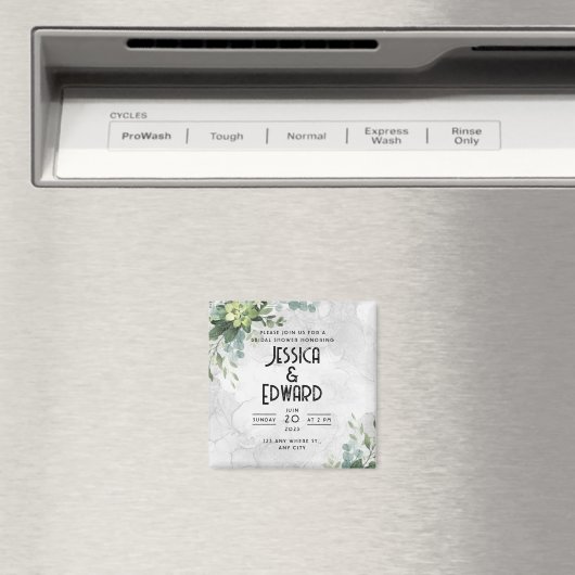 Floral minimal groene Elegant Wedding Waterverf Magneet (Insitu (Vaatwasser))