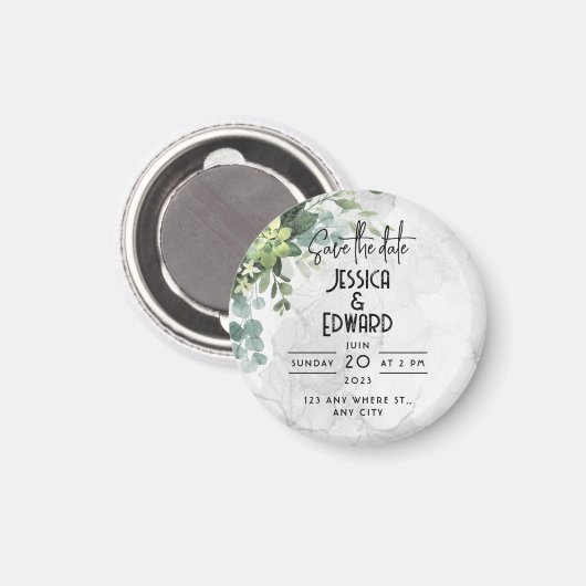 Floral minimal groene Elegant Wedding Waterverf Magneet (Voorkant / Achterkant)