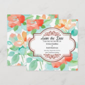Floral Minimal Wedding Save The Date Kaart (Voorkant / Achterkant)