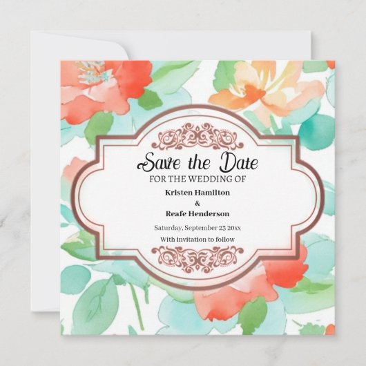 Floral Minimal Wedding Save The Date Kaart (Voorkant)