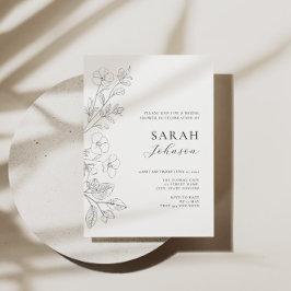 Floral Minimalist Bridal Shower Invitation  Kaart