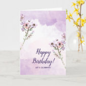 Floral Minimalist Happy Birthday Gevouwen Groet Kaart (Gele Bloem)
