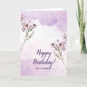 Floral Minimalist Happy Birthday Gevouwen Groet Kaart