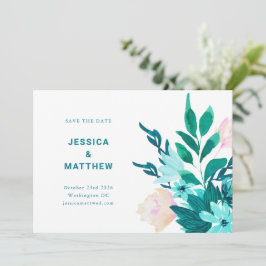 Floral minimalist voor Aqua Blue Green Waterverf Save The Date