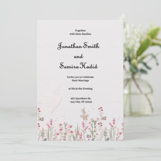 Floral minimalist Weddenschap Kaart (Staand voorkant)