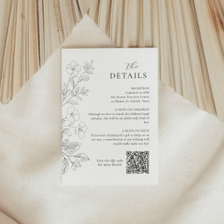 Floral Minimalist Wedding Details Enclosure Card  Informatiekaartje