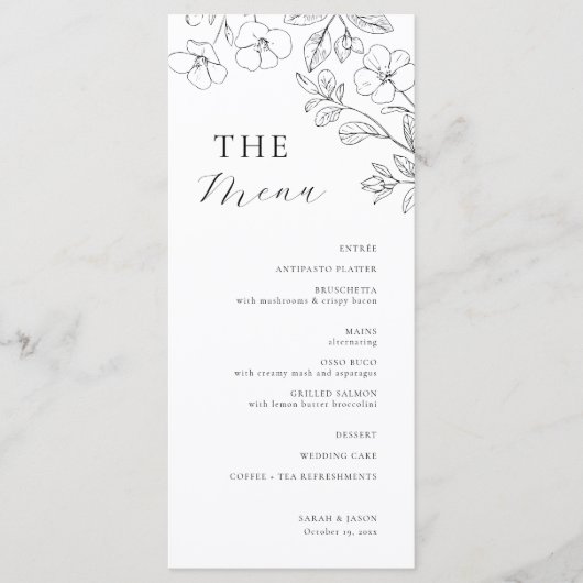 Floral Minimalist Wedding Menu (Voorkant)