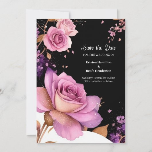 Floral Minimalist Wedding Save the Date Kaart (Voorkant)