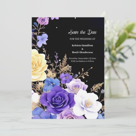 Floral Minimalist Wedding Save the Date Kaart (Staand voorkant)