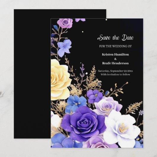 Floral Minimalist Wedding Save the Date Kaart (Voorkant / Achterkant)