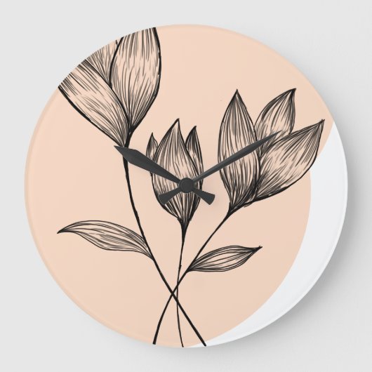 Floral minimalistic  grote klok (Voorkant)