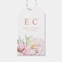 Floral minimalistisch Monogram Wedding Gift Label
