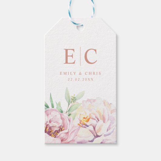 Floral minimalistisch Monogram Wedding Gift Label Cadeaulabel (Voorkant)