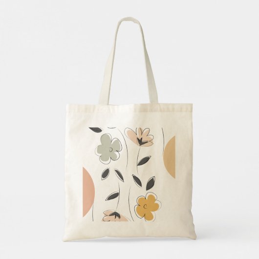 Floral-minimalistische Canvas tas (Achterkant)