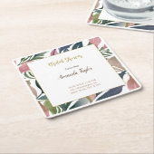 Floral minimalistische kalligrafie Vrijgezellenfee Kartonnen Onderzetters (Schuin)