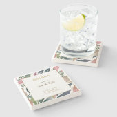 Floral minimalistische kalligrafie Vrijgezellenfee Stenen Onderzetter (Zijkant)