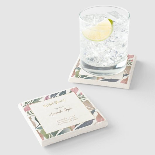 Floral minimalistische kalligrafie Vrijgezellenfee Stenen Onderzetter (Zijkant)