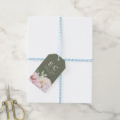 Floral-minimalistische monogram bruiloft Cadeaulabel (Met Touw)