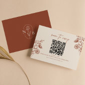 Floral minimalistische terracotta bruiloft QR-code RSVP Kaartje