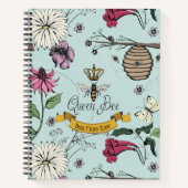Floral Mint Beste Mama Ooit Queen Bee Notitieboek (Voorkant)