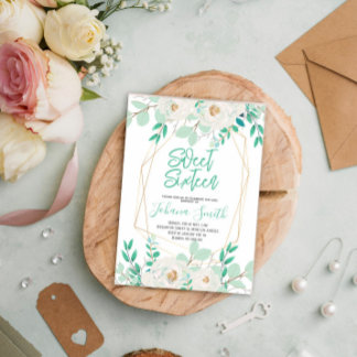 Floral Mint Blue Sweet Sixteen Birthday Invitation Kaart