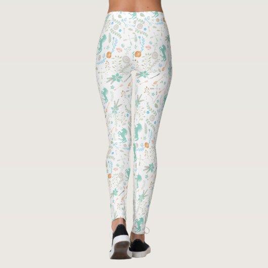 Floral Mint Coral Green Antler Arrow Pattern Leggings (Achterkant)