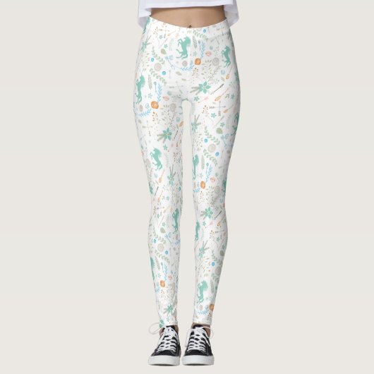 Floral Mint Coral Green Antler Arrow Pattern Leggings (Voorkant)