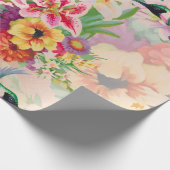 Floral Mint Garden Gold Pink Green Thunder Bird Cadeaupapier (Hoek)