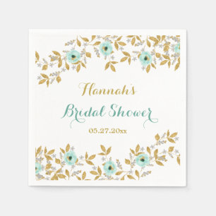 Floral Mint Gold Krans Vrijgezellenfeest servetten